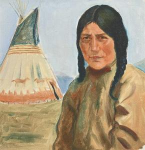 DE GRANDMAISON Oreste Nicholas 1932-1985,Siksika Woman / Blackfoot Lady,1930,Levis CA 2024-04-21