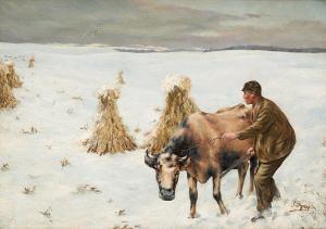 de GREEF Jean Baptiste 1852-1894,Jeune vacher dans la neige,Horta BE 2021-12-06