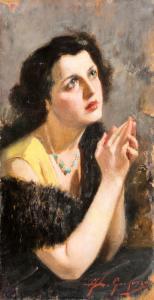 de GREGORIO Francesco 1862-1912,ritratto di giovane donna con collana di turche,Casa d'Aste Arcadia 2024-02-16