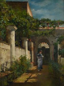 de GREGORIO Marco 1829-1876,Cortile con pergolato,Galleria Pananti Casa d'Aste IT 2022-10-21