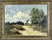 De GROOT Gerardus 1878-1947,Landscape with farm and church tower,Twents Veilinghuis NL 2024-01-11