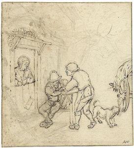 de GROOT Jan 1650-1726,Das Gespräch an der Haustür,Galerie Bassenge DE 2014-05-30