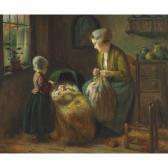 de GROOT Jan 1650-1726,DUTCH INTERIOR WITH MOTHER AND CHILDREN,Waddington's CA 2010-06-15