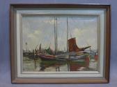 de GROOT Johannes W. Simon 1877-1956,Fishing Boats at harbour,Criterion GB 2019-11-18