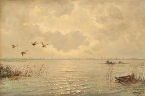 de GROOT Joseph 1828-1899,Lake landscape and flying duck,888auctions CA 2018-04-12