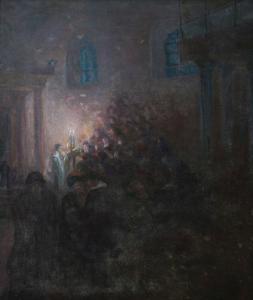 de GROOT Maurits 1880-1934,In the Synagogue,Tiroche IL 2017-02-04