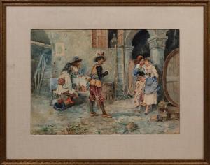 de GROSSI Adelchi 1852-1892,Cavaliers in a Tavern Courtyard,1887,Neal Auction Company US 2023-07-20