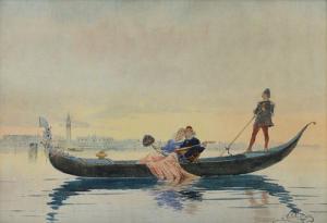 de GROSSI Adelchi 1852-1892,Gondola in Laguna,Meeting Art IT 2020-10-24