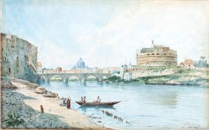 de GROSSI Adelchi,Veduta di Castel Sant'Angelo e di San Pietro dalla,Bertolami Fine Arts 2024-04-18