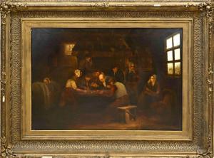 de GROUX Charles 1825-1870,Peasant interior with figures. Capital l,19th century,Twents Veilinghuis 2024-01-11
