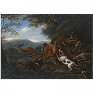 de GRYEFF Adriaen 1657-1715,A HUNTING SCENE WITH A DEER BESET BY HOUNDS,Sotheby's GB 2007-11-13