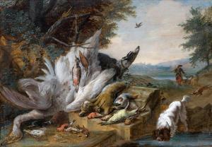 de GRYEFF Adriaen 1657-1715,Chasseur et chiens devant un trophée de chasse  da,Tajan FR 2013-06-26