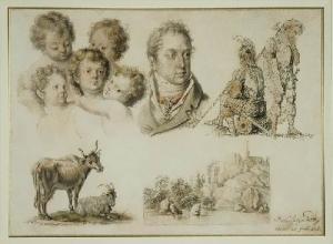 DE GUERARD Bernhard 1780-1836,Karta ze szkicownika,Rempex PL 2007-12-19