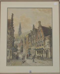 de HAAS HEMKEN Willem 1831-1911,Village Town scene with figures,Hood Bill & Sons US 2018-04-03
