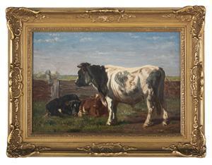 DE HAAS Jean Hubert Leonard 1832-1908,Bull and Cows in a Landscape,New Orleans Auction US 2021-10-24