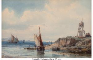 DE HAAS Mauritz Frederick Hendrick de Haas 1831-1895,Ships Off a Rocky Coast,Heritage US 2023-02-09