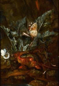de HAMILTON Carl Wilhelm,A forest floor with snake, butterfly and lizard,Bonhams 2015-12-07