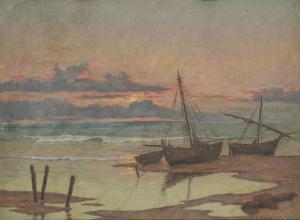 de HASPE François Joseph 1874-1950,Coucher de soleil sur la mer,Digard FR 2024-02-20
