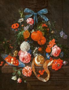 De HEEM Cornelis,Still Life with Oranges Roses and Flowers on a Sto,1665,Van Ham 2023-11-17