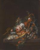 de HEEM David Cornelisz,A STILL LIFE OF OYSTERS, GRAPES, CHERRIES, ROSES, ,Sotheby's 2011-10-27