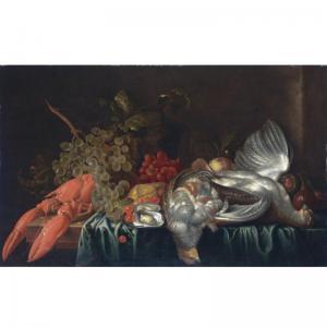 de HEEM David Davidsz,a still life with a lobster, game, grapes and othe,Sotheby's 2006-10-31