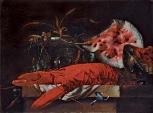 de HEEM David Davidsz,Still life with a lobster, a watermelon, a half-fi,Christie's 2007-07-05
