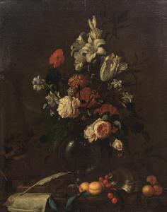 De HEEM Jan Davidsz. 1606-1683,A still life of roses, lilies, a tulip and other f,Bonhams 2023-12-06