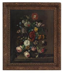 De HEEM Jan Davidsz. 1606-1683,Still Life of Flowers in a Glass Vase and a Cate,New Orleans Auction 2018-05-19