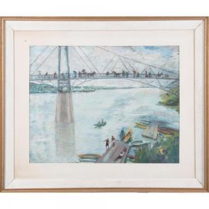 DE HELLEBRANTH Bertha 1903,River Scene with Figures,Gray's Auctioneers US 2018-07-11