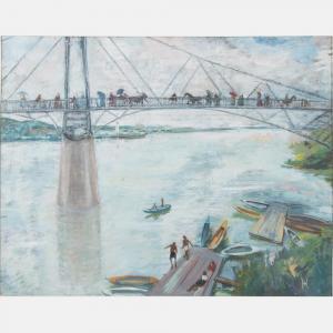DE HELLEBRANTH Bertha 1903,River Scene with Figures,Gray's Auctioneers US 2018-08-08