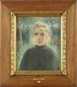 de HEM Louise 1867-1922,Portrait d\’une jeune fille sur fond de paysage bo,VanDerKindere 2022-02-15