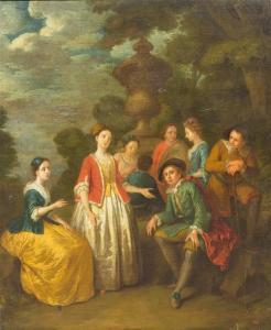 de HEUR Cornelis Joseph 1707-1762,Seated Gentleman with Others by a Column,Hindman US 2014-09-28
