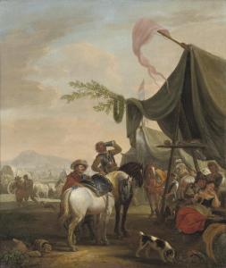 de HEUSCH Jacob 1656-1701,Soldiers on horseback near an encampment,Christie's GB 2009-05-06