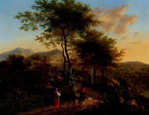 de HEUSCH Willem 1638-1692,An Italianate landscape with travelers on a path,Bonhams GB 2022-09-21
