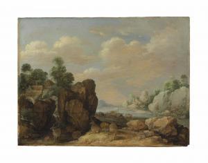 de HONDECOETER Gillis Claesz,A landscape with an estuary and a deer,1626,Christie's 2014-01-29