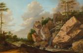 de HONDECOETER Gillis Claesz 1570-1638,Rocky forest landscape with animals at a wate,Galerie Koller 2021-10-01