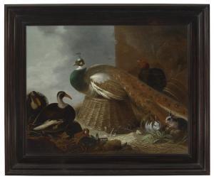 de HONDECOETER Gysbrecht Gillisz 1604-1653,A peacock, a pair of ducks, rabbits and ,1641,Christie's 2022-10-07