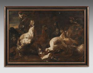 DE HONDECOETER Melchior,Scène de basse-cour avec un singe,17th century,Beaussant-Lefèvre 2025-04-25
