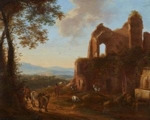 DE HOOCH Horatius 1652-1686,Italianate Landscape with Ruins and Shepherds,Lempertz DE 2022-05-21