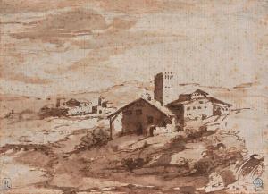 DE HOOCH Horatius 1652-1686,Paysage d'Italie à la ferme,De Maigret FR 2022-12-16