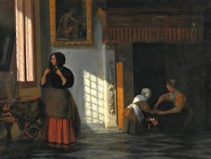 de HOOCH Pieter 1629-1684,Interior with a woman preparing to depart, two ser,Sotheby's GB 2022-12-08