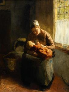 de HOOG Bernard Johann 1866-1943,Mother and child in a Laren interior,Venduehuis NL 2023-05-25