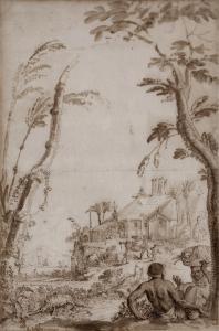 De HOOGHE Romeyn 1645-1708,An exotic landscape, with two figures in conversat,Sotheby's 2024-02-02