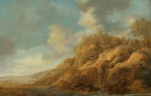 de HULST Frans,A river landscape with a rock formation, buildings,Palais Dorotheum 2022-11-10