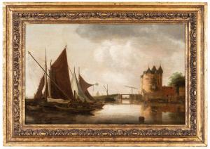 de HULST Frans 1610-1661,Paesaggio fluviale con barche e castello,Wannenes Art Auctions 2022-11-29