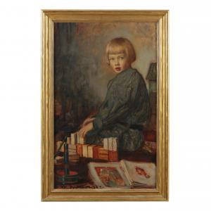 DE IVANOWSKI Sigismund 1875-1944,Portrait of a Child with Building Blocks,Leland Little 2022-12-03
