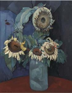 de JONG Germ 1886-1967,A still life with sunflowers in a blue vase,1921,Christie's GB 2004-06-09