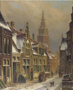 de JONGH Oene Romkes 1812-1896,A Dutch town on a sunny day in winter,Christie's GB 2003-07-01