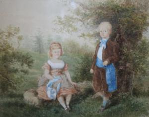 de KATOW Paul,A study of two aristocratic children in woodland s,1872,Cuttlestones 2018-09-06