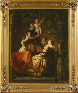 DE KEYSER Auguste 1800-1800,Portrait de famille au balcon,VanDerKindere BE 2014-12-16